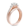 Thumbnail Image 3 of 5.4mm Lab-Created White Sapphire Three Stone Bridal Set in 10K Rose Gold