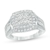 Thumbnail Image 0 of 1 CT. T.W. Composite Diamond Cushion Frame Multi-Row Ring in 10K White Gold