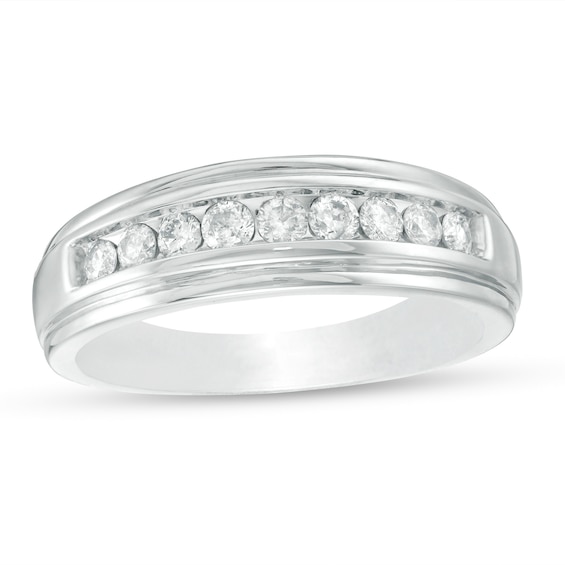 Men's 1/2 CT. T.W. Diamond Wedding Band in 10K White Gold | Zales Outlet