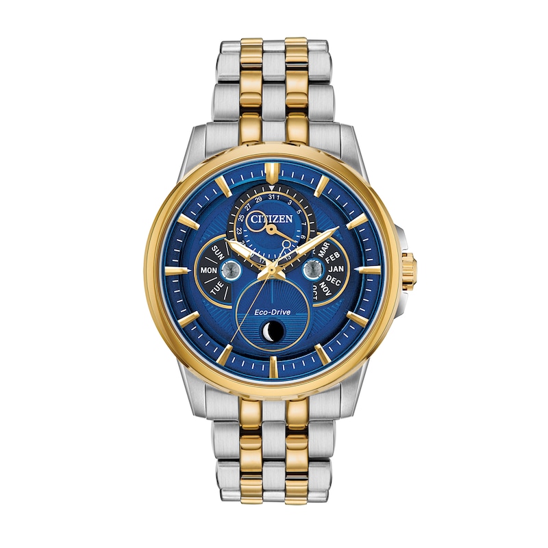 Main Image 1 of Men's Citizen Eco-Drive® Calendrier Chronograph Two-Tone Watch with Blue Dial (Model: BU0054-52L)