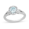 Thumbnail Image 1 of Enchanted Disney Elsa 6.0mm Aquamarine and 1/5 CT. T.W. Diamond Frame Engagement Ring in 14K White Gold