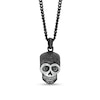 Thumbnail Image 1 of Men's 1/5 CT. T.W. Black Diamond Skull Pendant in Stainless Steel and Black IP - 24&quot;