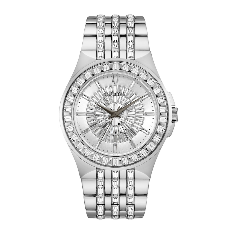 Men's Bulova Phantom Crystal Accent Watch with Silver-Tone Dial (Model: 96A236)