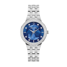 Ladies' Bulova Crystal Accent Watch with Blue Dial (Model: 96L276)