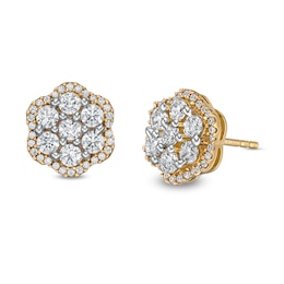 1 CT. T.W. Diamond Flower Stud Earrings in 10K Gold