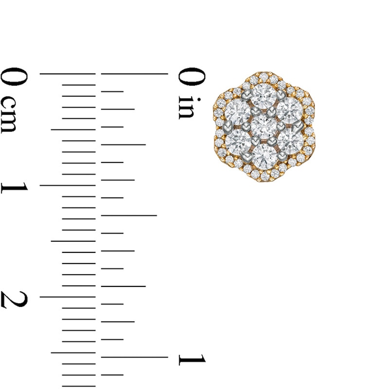 Main Image 3 of 1 CT. T.W. Diamond Flower Stud Earrings in 10K Gold