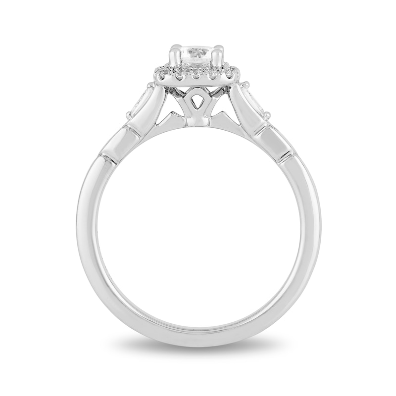 Main Image 4 of Enchanted Disney Elsa 5/8 CT. T.W. Diamond Cushion Frame Engagement Ring in 14K White Gold