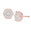 Thumbnail Image 1 of Men's 1/6 CT. T.W. Composite Diamond Hexagon Frame Stud Earrings in Sterling Silver with 14K Rose Gold Plate