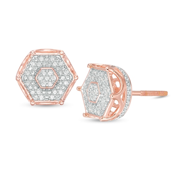 1/6 CT. T.W. Composite Diamond Raised Square Stud Earrings in