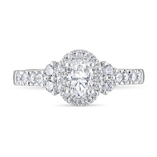 Adrianna Papell 1 CT. T.W. Certified Oval Diamond Frame Tri-Sides ...