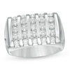 Thumbnail Image 0 of Men's 1-1/2 CT. T.W. Diamond Rectangle Top Linear Five Row Ring in 10K White Gold