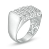 Thumbnail Image 1 of Men's 1-1/2 CT. T.W. Diamond Rectangle Top Linear Five Row Ring in 10K White Gold