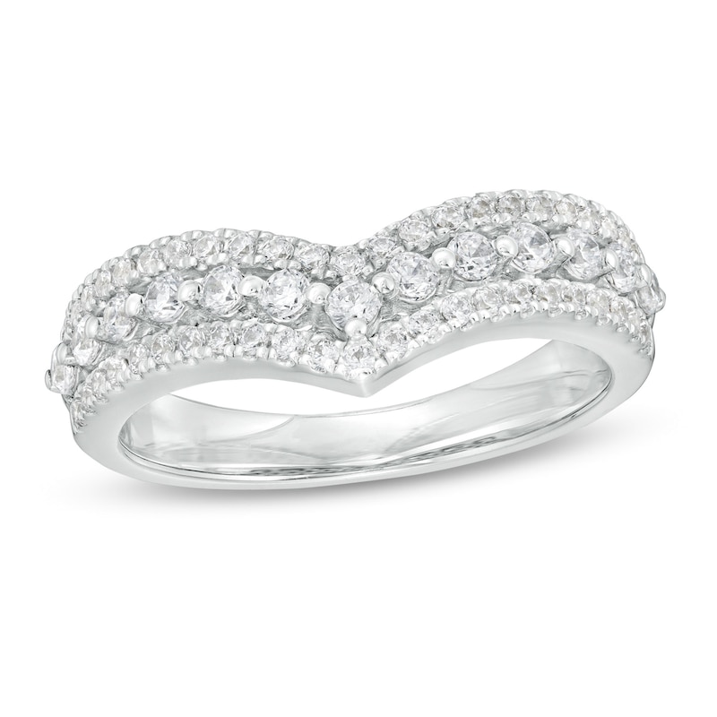 Main Image 1 of 1/2 CT. T.W. Diamond Chevron Anniversary Band in 14K White Gold