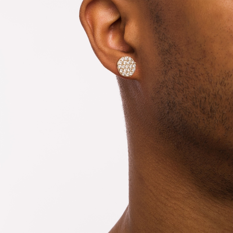 Men's 1-1/2 CT. T.W. Multi-Diamond Circle Stud Earrings in 10K Gold