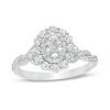 Thumbnail Image 1 of 1 CT. T.W. Oval Diamond Scallop Frame Twist Shank Engagement Ring in 14K White Gold