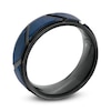Thumbnail Image 2 of Men's 8.0mm Geometric Pattern Wedding Band in Black and Blue IP Tantalum - Size 10