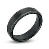 Thumbnail Image 2 of Men's 6.0mm Multi-Finish Stepped Edge Engravable Wedding Band in Tungsten with Black IP (1 Line)