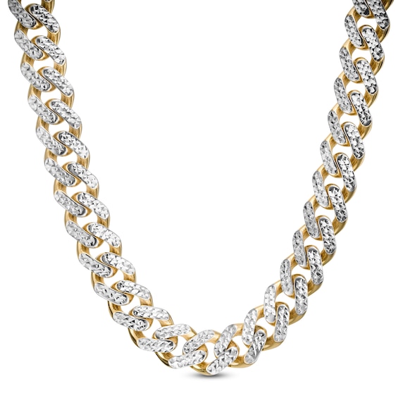 9.5mm Diamond-Cut Curb Chain Necklace in 14K Two-Tone Gold - 22 ...