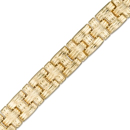 Textured Basket Weave Link Bracelet in 14K Gold - 7.25&quot;