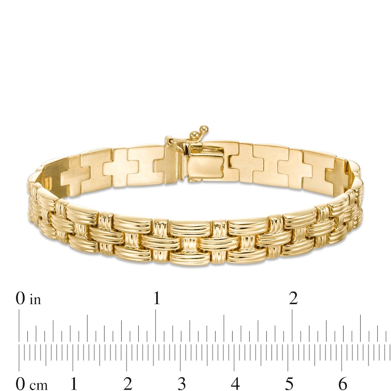 Main Image 4 of Textured Basket Weave Link Bracelet in 14K Gold - 7.25&quot;