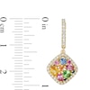 Thumbnail Image 2 of EFFY™ Collection Multi-Gemstone Cluster and 3/8 CT. T.W. Diamond Frame Drop Earrings in 14K Gold