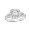 Thumbnail Image 0 of 1 CT. T.W. Princess-Cut Diamond Cushion Frame Split Shank Engagement Ring in 14K White Gold