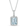 Thumbnail Image 0 of EFFY™ Collection Emerald-Cut Aquamarine and 1/5 CT. T.W. Diamond Frame Pendant in 14K White Gold