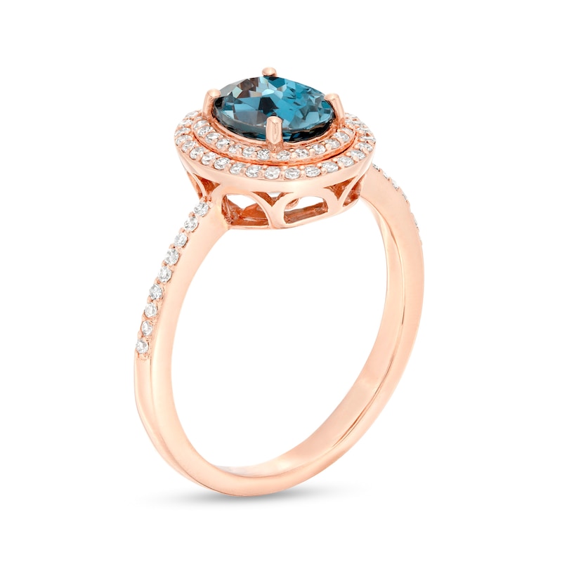 EFFY™ Collection Oval London Blue Topaz and 1/4 CT. T.W. Diamond Double ...