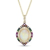 Thumbnail Image 1 of EFFY™ Collection Oval Opal, Multi-Gemstone and 1/6 CT. T.W. Diamond Double Frame Pendant in 14K Gold