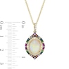 Thumbnail Image 2 of EFFY™ Collection Oval Opal, Multi-Gemstone and 1/6 CT. T.W. Diamond Double Frame Pendant in 14K Gold