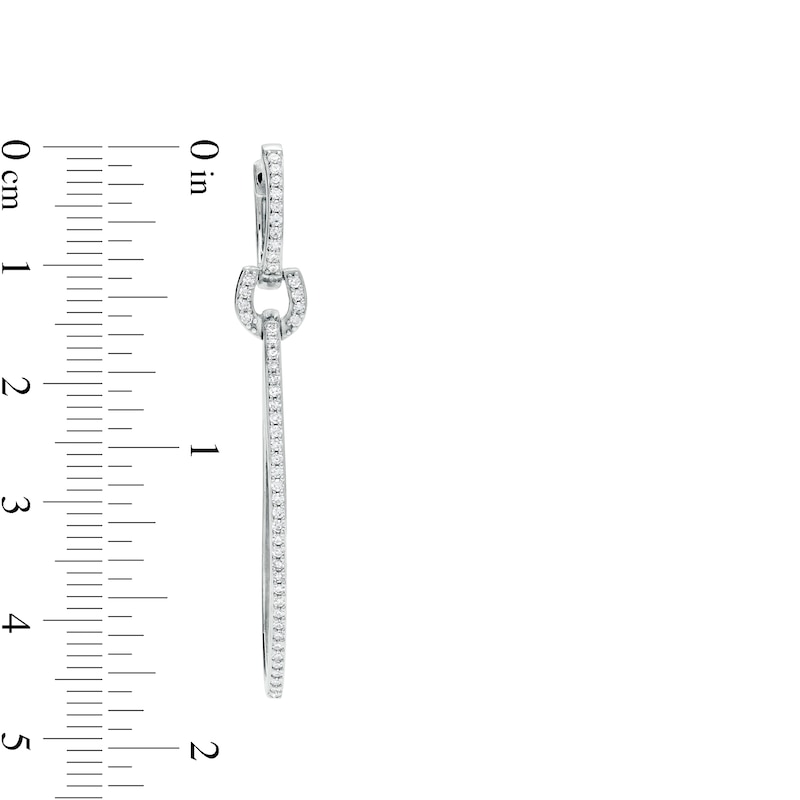 Main Image 3 of 1/2 CT. T.W. Diamond Geometric Drop Earrings in 10K White Gold