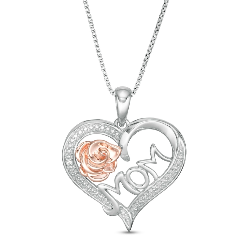 Rose Necklace Diamond Accents Sterling Silver & 10K Rose Gold