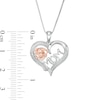 Thumbnail Image 2 of Diamond Accent Solitaire &quot;MOM&quot; and Rose in Heart Pendant in Sterling Silver and 10K Rose Gold