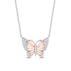 Thumbnail Image 1 of Enchanted Disney Mulan 1/10 CT. T.W. Diamond Butterfly Necklace in Sterling Silver and 10K Rose Gold