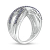 Thumbnail Image 3 of Lab-Created Ceylon and White Sapphire Multi-Row Loose Woven Ring in Sterling Silver