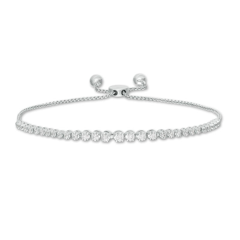 Main Image 1 of Marilyn Monroe™ Collection 1/2 CT. T.W. Journey Diamond Bolo Bracelet in 10K White Gold - 9.5&quot;