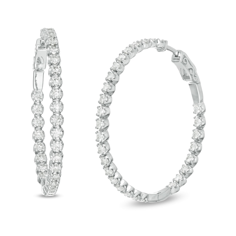 Main Image 1 of Marilyn Monroe™ Collection 3 CT. T.W. Journey Diamond Inside-Out Hoop Earrings in 10K White Gold