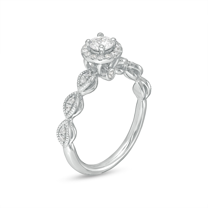 Main Image 3 of 1/2 CT. T.W. Diamond Frame Vintage-Style Engagement Ring in 14K White Gold