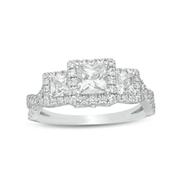 1-1/2 CT. T.W. Princess-Cut Diamond Frame Past Present Future® Engagement Ring in 14K White Gold