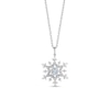 Thumbnail Image 1 of Enchanted Disney Elsa 4.0mm Aquamarine and 1/6 CT. T.W. Diamond Snowflake Pendant in Sterling Silver - 19&quot;