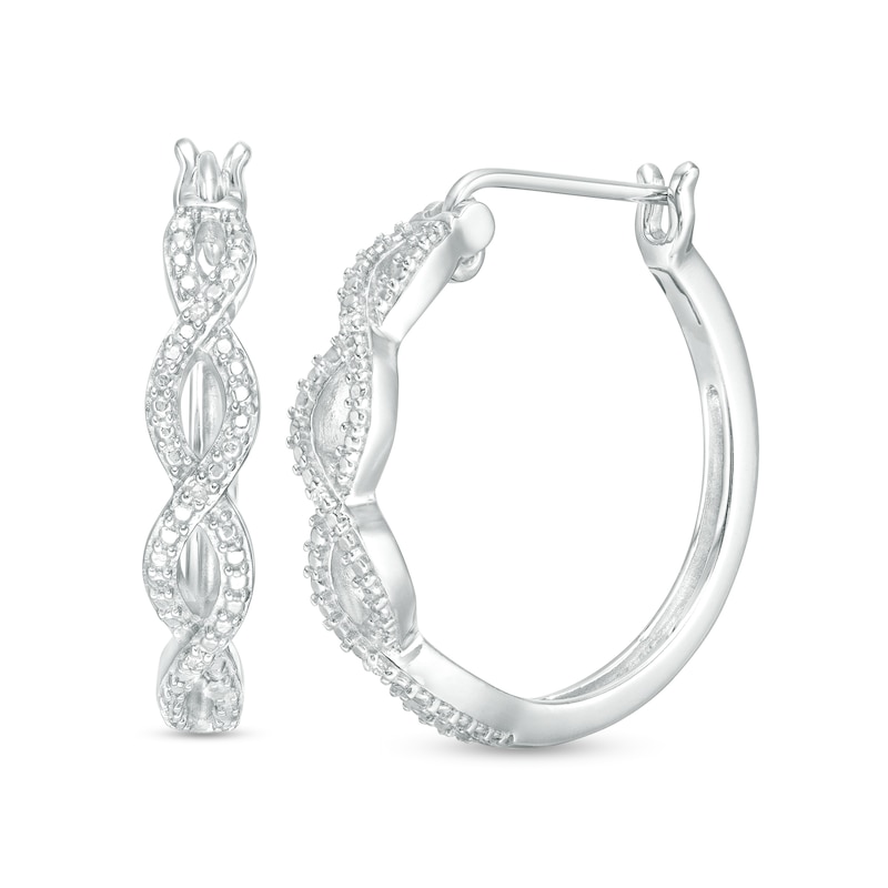 Diamond Accent Loose Braid Hoop Earrings in Sterling Silver