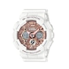 Thumbnail Image 1 of Ladies' Casio G-Shock White Resin Strap Watch with Rose-Tone Dial (Model: GMAS120MF-7A2)