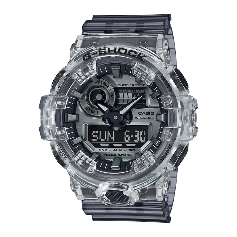 Main Image 1 of Men's Casio G-Shock Classic Clear Resin Strap Watch with Grey Dial (Model: GA700SK-1A)