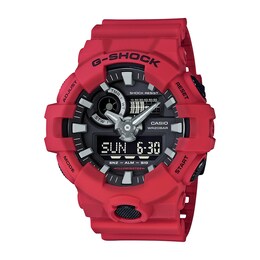 Men's Casio G-Shock Classic Red Resin Strap Watch with Black Dial (Model: GA700-4A)