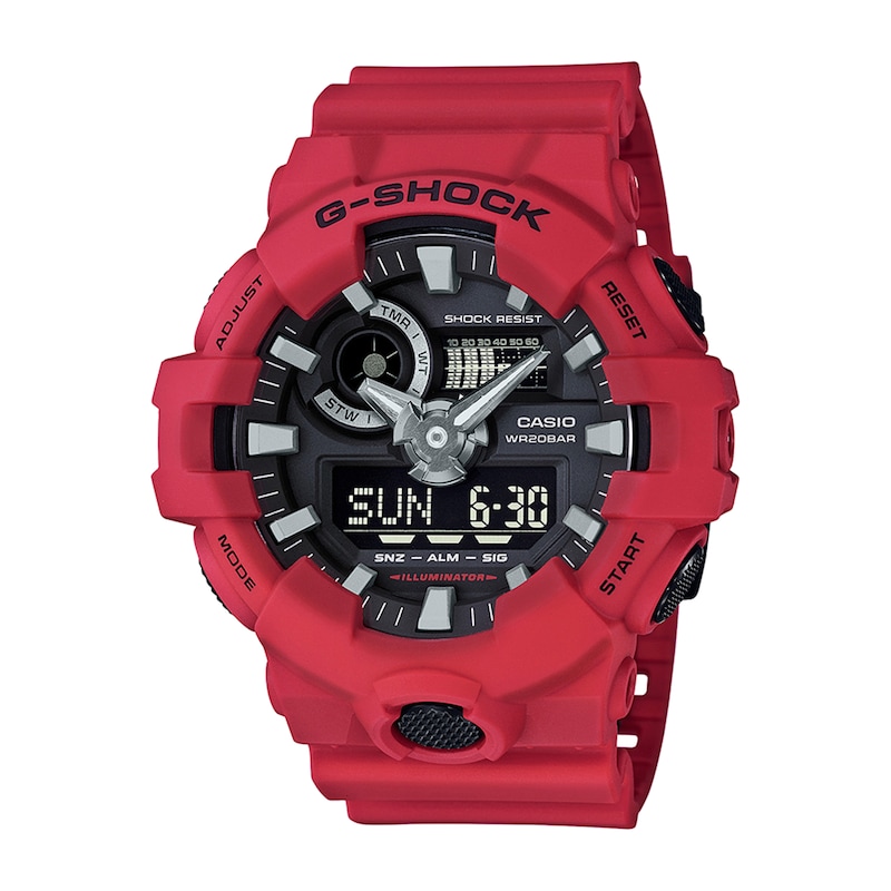 Main Image 1 of Men's Casio G-Shock Classic Red Resin Strap Watch with Black Dial (Model: GA700-4A)