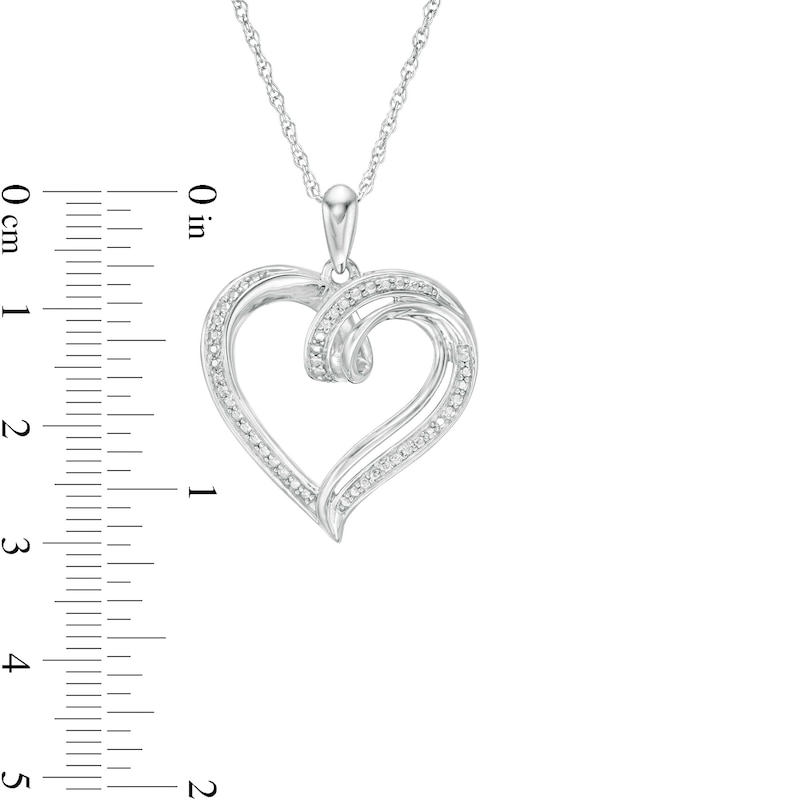 Diamond Accent Swirl Loop Heart Pendant in Sterling Silver