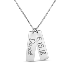 Engravable Name Tag Duo Pendant (2 Lines)