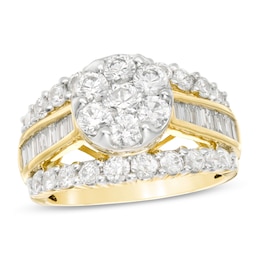 3 CT. T.W. Composite Diamond Multi-Row Engagement Ring in 14K Gold