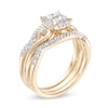 Thumbnail Image 2 of 3/8 CT. T.W. Composite Diamond Cushion Frame Twist Shank Three Piece Bridal Set in 10K Gold