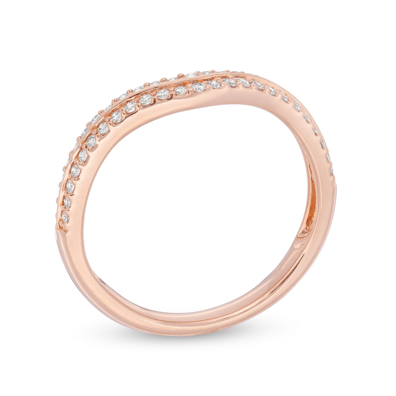 1/4 CT. T.W. Diamond Double Row Contour Anniversary Band in 14K Rose Gold